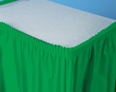 Emerald Green plastic tableskirt 14 feet x 29 inches