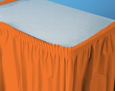 Sunkissed Orange plastic tableskirt 14 feet x 29 inches