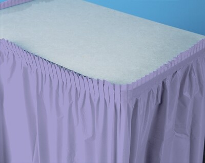 Luscious Lavender plastic tableskirt 14 feet x 29 inches