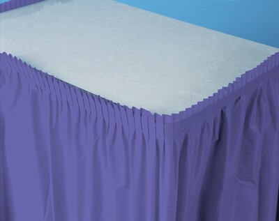 Purple plastic tableskirt 14 feet x 29 inches