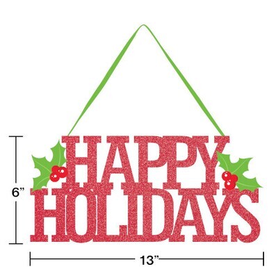 Happy Holidays Red Glitter Sign