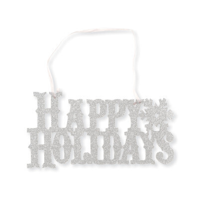 Happy Holidays Silver Glitter Sign