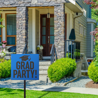 Grad Party! Paper Yard Sign Cobalt