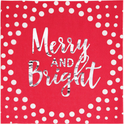 Holiday Sparkle Merry Red Luncheon Napkins