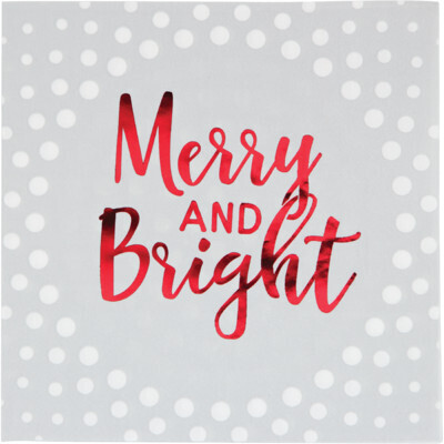 Holiday Sparkle Merry Silver Luncheon Napkins