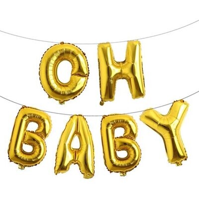 Oh Baby Gold Mylar Balloon Banner