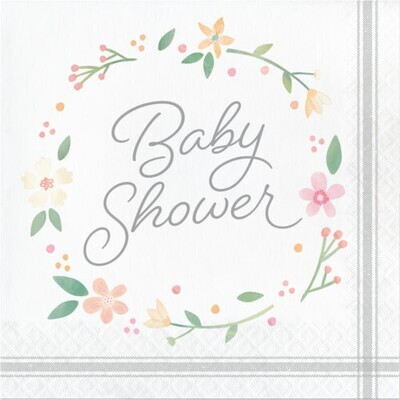 Farmhouse Floral Baby Shower Luncheon Napkins