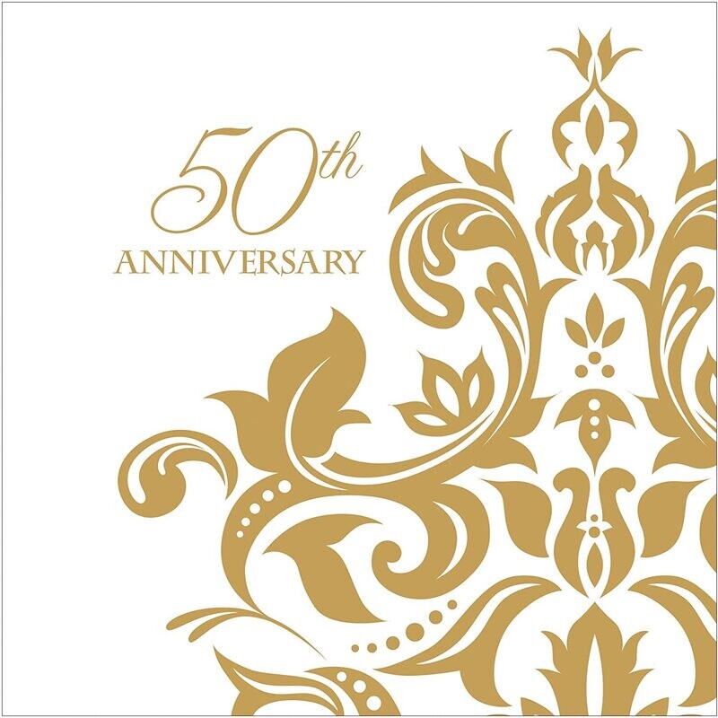 Golden Anniversary 100ct Beverage Napkins