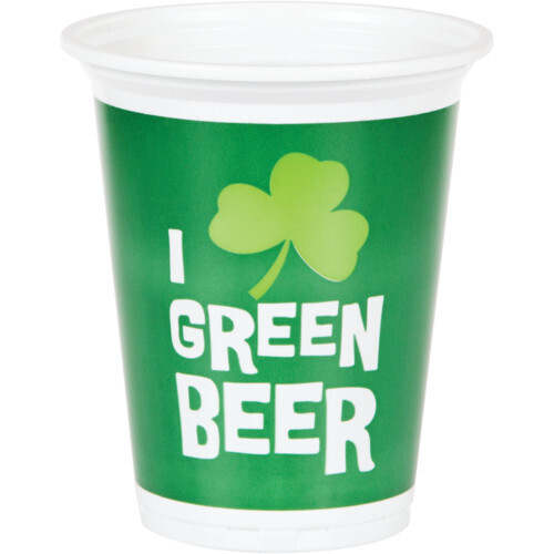 I  Green Beer 16oz Plastic Cups