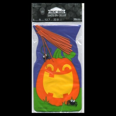 Halloween Pumpkin Shaped Cello Bags with Twist Ties