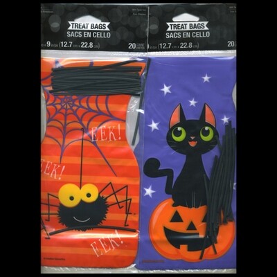 Halloween Pumpkin Shaped Cello Bags with Twist Ties