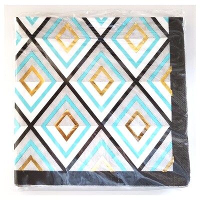 Party-Eh! Gold and Teal Luncheon Napkins