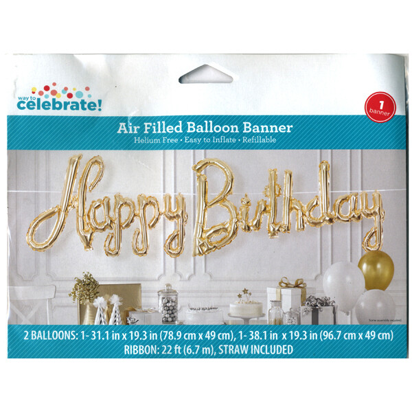 Happy Birthday Balloon Banner Air filled (Script)