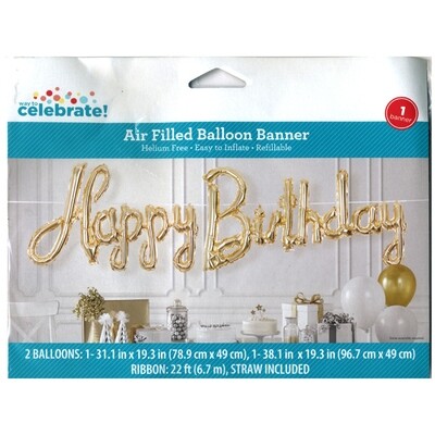 Happy Birthday Balloon Banner Air filled (Script)