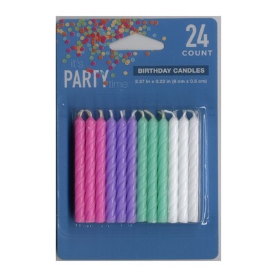 Birthday Candles Solid Pastel Color Spiral
