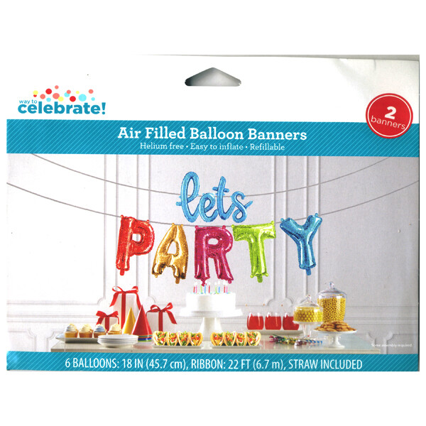 Let's Party Metallic Air Filled Balloon Banner Multi color