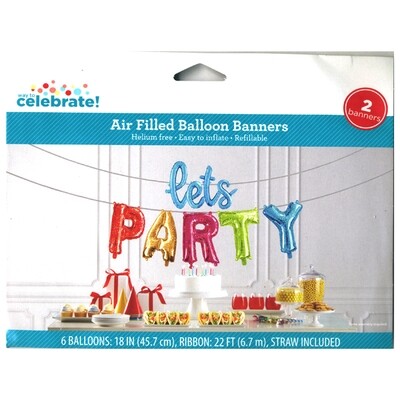 Let's Party Metallic Air Filled Balloon Banner Multi color