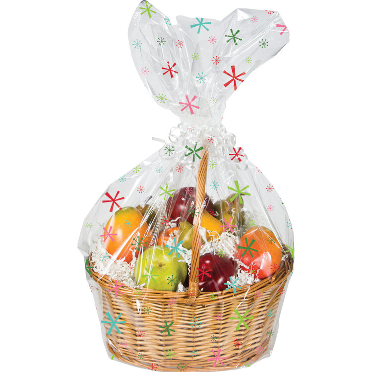 Bright Snowflake Basket Cello Bags