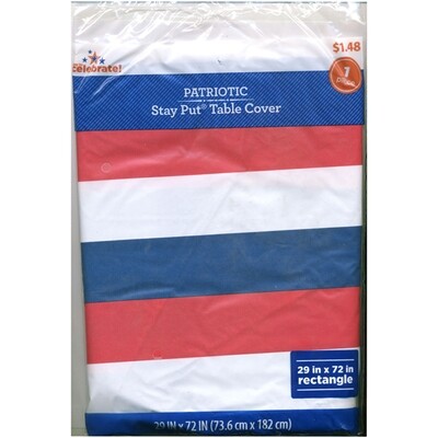 RWB Stripes Stay Put Plastic Tablecover 29
