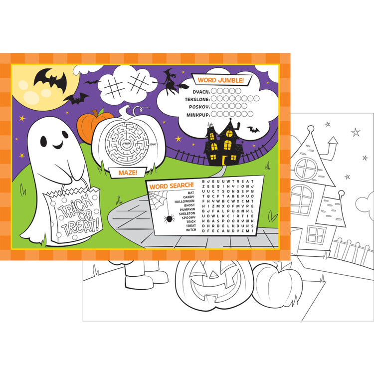 Halloween Scene  Activity Placemat w/stickers