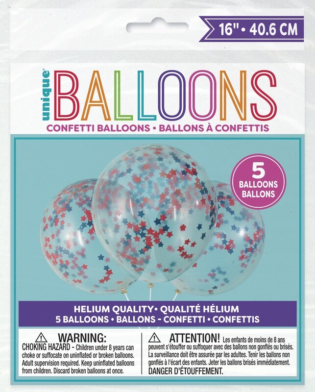 Clear 16" Balloon With Stars Confetti