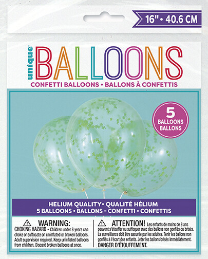Clear 16" Balloon With Shamrock Confetti