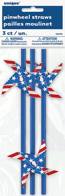 Patriotic Printed Straw Pinwheels