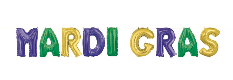Mardi Gras Balloon Banner Kit 14" tall