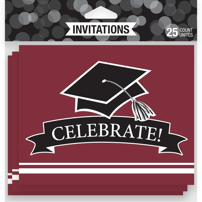 School Spirit High Count Invites 25ct Burgundy
