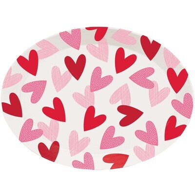 Valentine Hearts Plastic Oval Tray