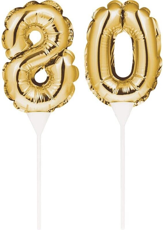 Gold Balloon Cake Topper 80th