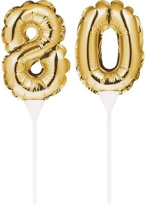 Gold Balloon Cake Topper 80th