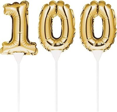 Gold Balloon Cake Topper 100th