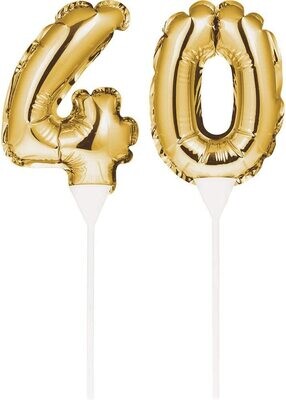 Gold Balloon Cake Topper 40th
