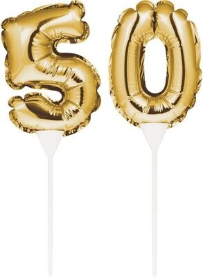 Gold Balloon Cake Topper 50th