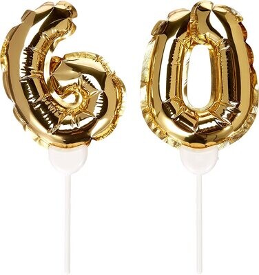 Gold Balloon Cake Topper 60th