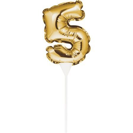 Gold Balloon Cake Topper Five
