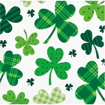 Patterned Shamrocks Beverage Napkins