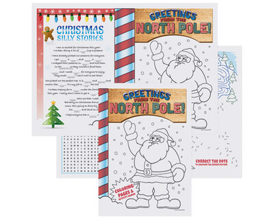 Hoffmaster 10 in x 14 in Kids' Christmas Activity Booklet Placemats 500 ct.