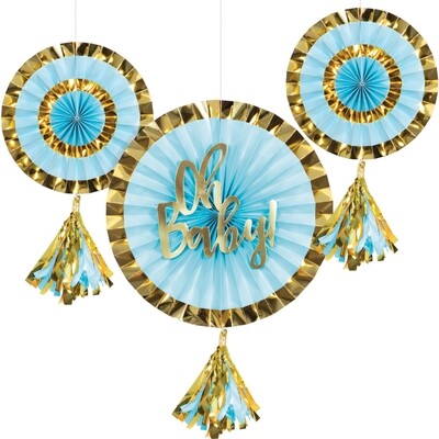 Oh Baby Fans with Tassel -Blue