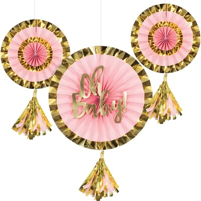 Oh Baby Fans with Tassel -Pink