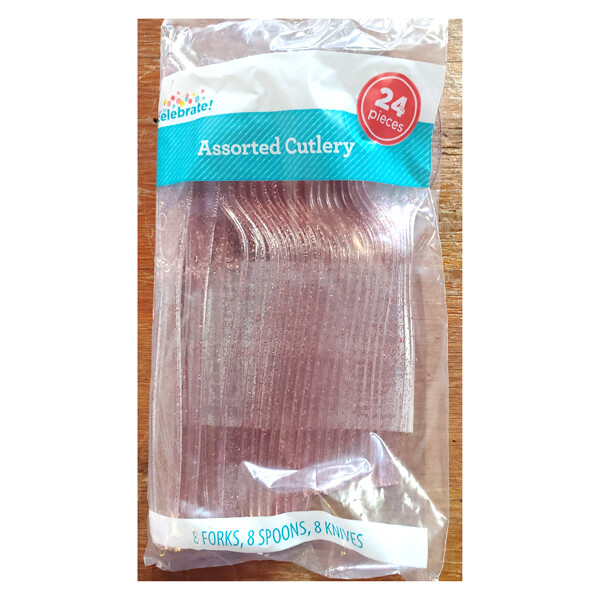 Pink Glitter Assorted Cutlery-20