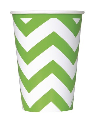 Lime Green Chevron Striped 12oz Paper Cups
