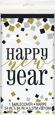 Happy New Year Plastic Tablecover 54" X 84"