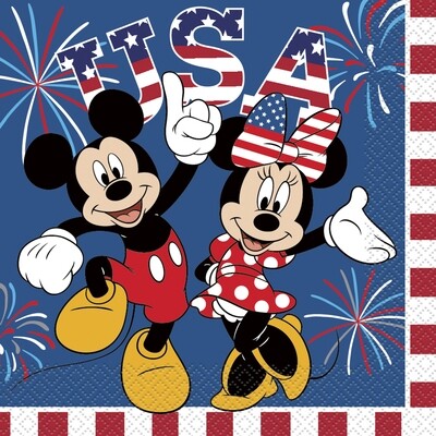 Mickey and Minnie Patriotic Luncheon Napkins