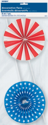 Patriotic Paper Fan Stick Decor 6"