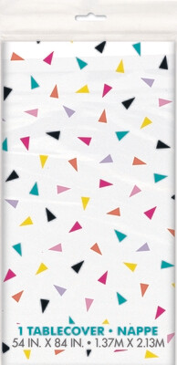 Triangle Confetti Birthday Tablecover 54" X 84"