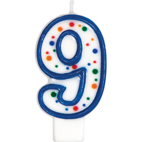 Polka Dot Number Candle #9-DS