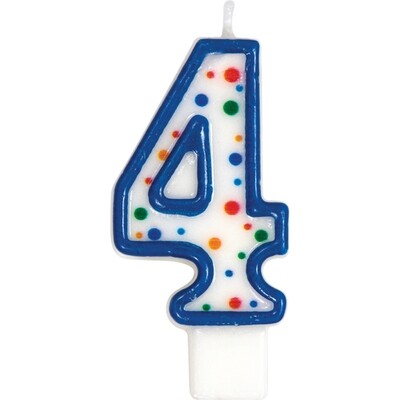 Polka Dot Number Candle #4-DS