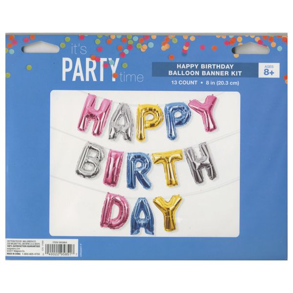 Happy Birthday Air Filled Balloon Banner Kit